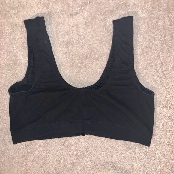 Size 32 Black Cotton Sports Bra with Hook and Eye - Picture 3 of 3